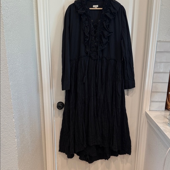 Pilcro Anthropologie ruffle front lace up midi dress - Picture 5 of 8